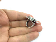 Adjustable Ring Blank, (20mm blank ) Antique Silver Plated Brass G5209