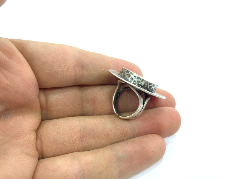 Adjustable Ring Blank, (20mm blank ) Antique Silver Plated Brass G5209