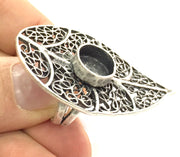 Adjustable Ring Blank, (10mm blank ) Antique Silver Plated Brass G5210
