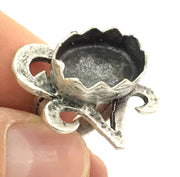 Adjustable Ring Blank, (18x13mm blank ) Antique Silver Plated Brass G5215