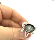 Adjustable Ring Blank, (18x13mm blank ) Antique Silver Plated Brass G5215