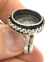 Adjustable Ring Blank, (16mm blank ) Antique Silver Plated Brass G5217