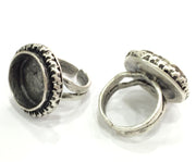 Adjustable Ring Blank, (16mm blank ) Antique Silver Plated Brass G5217