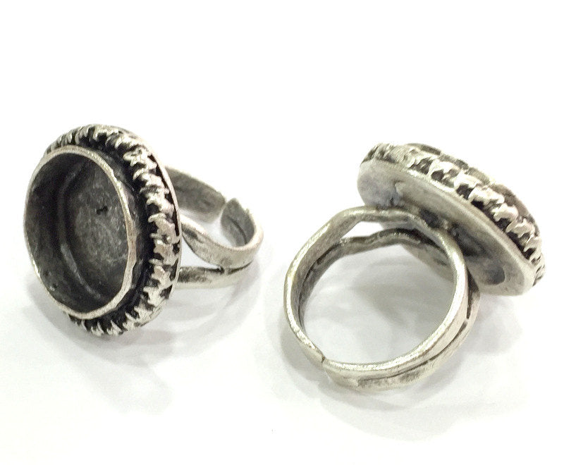 Adjustable Ring Blank, (16mm blank ) Antique Silver Plated Brass G5217