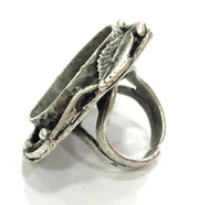 Adjustable Ring Blank, (25mm blank ) Antique Silver Plated Brass G5219