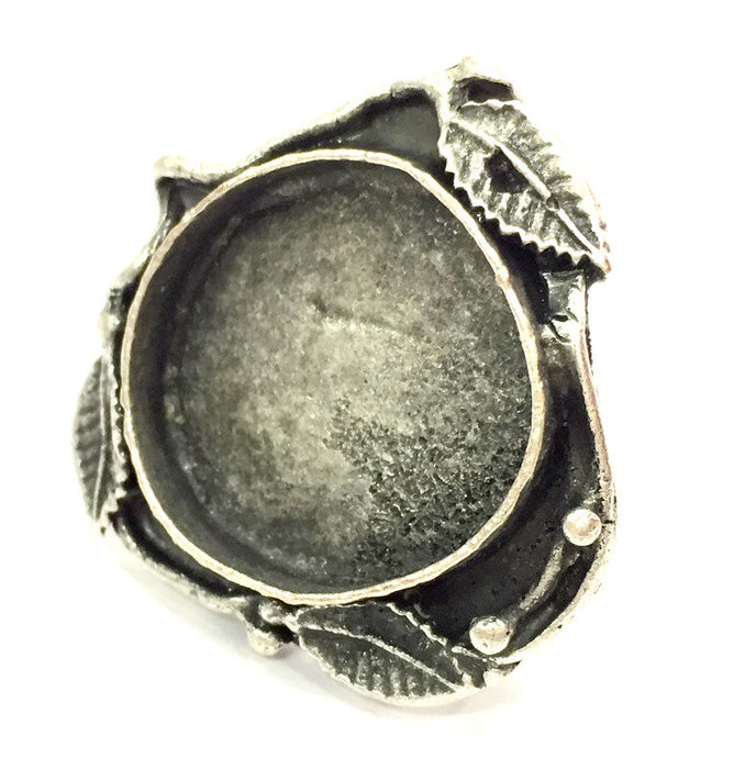 Adjustable Ring Blank, (25mm blank ) Antique Silver Plated Brass G5219