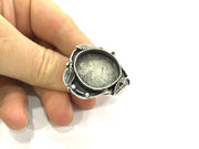 Adjustable Ring Blank, (25mm blank ) Antique Silver Plated Brass G5219