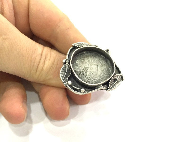Adjustable Ring Blank, (25mm blank ) Antique Silver Plated Brass G5219