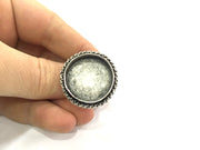 Adjustable Ring Blank, (25mm blank ) Antique Silver Plated Brass G5220