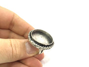 Adjustable Ring Blank, (25mm blank ) Antique Silver Plated Brass G5220