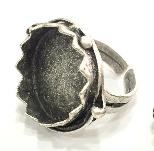 Adjustable Ring Blank, (20 mm blank ) Antique Silver Plated Brass G5222