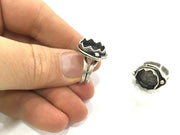 Adjustable Ring Blank, (15 mm blank ) Antique Silver Plated Brass G13861