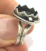 Adjustable Ring Blank, (15 mm blank ) Antique Silver Plated Brass G13861