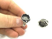 Adjustable Ring Blank, (15 mm blank ) Antique Silver Plated Brass G13861