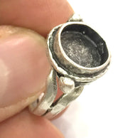 10 Pcs Adjustable Ring Blank, (10 mm blank ) Antique Silver Plated Brass G5236