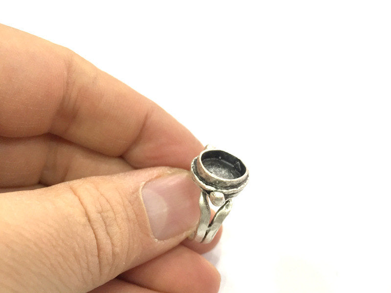 Adjustable Ring Blank, (10 mm blank ) Antique Silver Plated Brass G5236