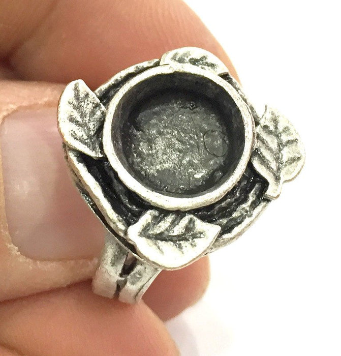 Adjustable Ring Blank, (10 mm blank ) Antique Silver Plated Brass G5238