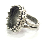 Adjustable Ring Blank, (20 mm blank ) Antique Silver Plated Brass G5239
