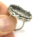 Silver Ring Setting Blank Resin Ring Cabochon Base inlay Ring Mounting Adjustable Ring Bezel (25 mm round)Antique Silver Plated Brass G5241