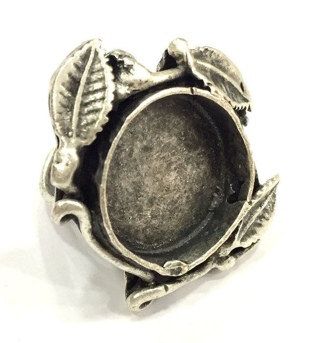 Adjustable Ring Blank, (20 mm blank ) Antique Silver Plated Brass G5252