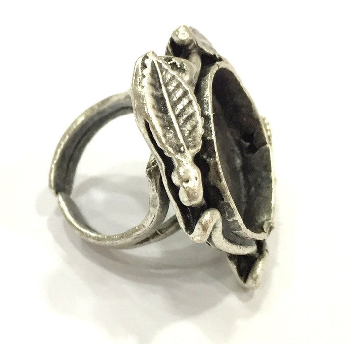 Adjustable Ring Blank, (20 mm blank ) Antique Silver Plated Brass G5252