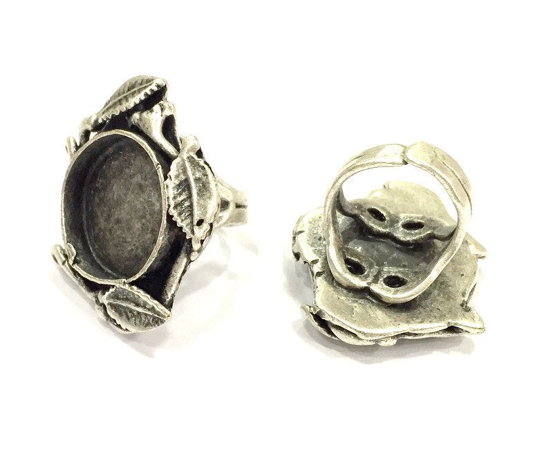 Adjustable Ring Blank, (20 mm blank ) Antique Silver Plated Brass G5252