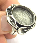 Adjustable Ring Blank, (20 mm blank ) Antique Silver Plated Brass G5253