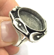 Adjustable Ring Blank, (20 mm blank ) Antique Silver Plated Brass G5253