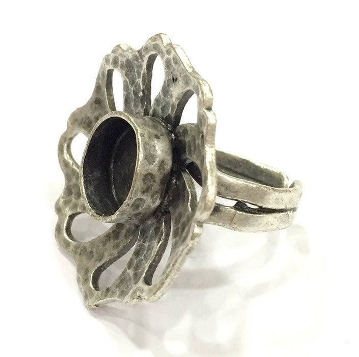 Adjustable Ring Blank, (10 mm blank ) Antique Silver Plated Brass G5256