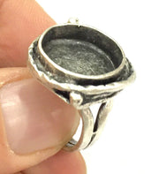 Adjustable Ring Blank, (16 mm blank ) Antique Silver Plated Brass G5257