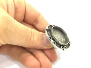 Adjustable Ring Blank, (25 mm blank ) Antique Silver Plated Brass G5251