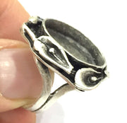 Adjustable Ring Blank, (20 mm blank ) Antique Silver Plated Brass G5253