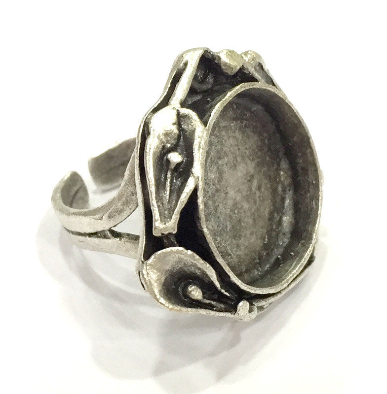 Adjustable Ring Blank, (20 mm blank ) Antique Silver Plated Brass G5253