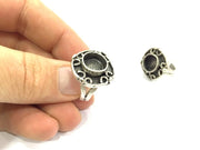 Adjustable Ring Blank, (10 mm blank ) Antique Silver Plated Brass G5259