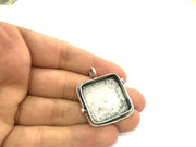 Antique Silver Plated Brass  Mountings , Blanks (25 mm square blank)  G5264