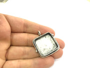 Antique Silver Plated Brass  Mountings , Blanks (25 mm square blank)  G5264