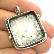 Antique Silver Plated Brass  Mountings , Blanks (25 mm square blank)  G5264