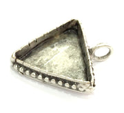 Antique Silver Plated Brass  Mountings , Blanks (25x25x25 mm  Triangle blank) G5265