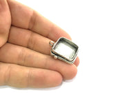 Antique Silver Plated Brass  Mountings , Blanks (20 mm square blank)  G17451