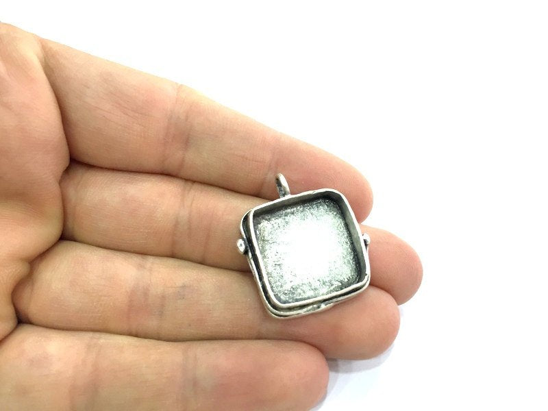 Antique Silver Plated Brass  Mountings , Blanks (20 mm square blank)  G17451