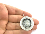 Antique Silver Plated Brass  Mountings , Blanks (20 mm blank) G5274