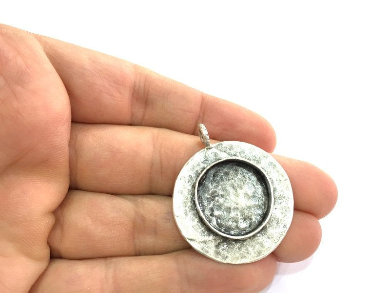 Antique Silver Plated Brass  Mountings , Blanks (20 mm blank) G5274