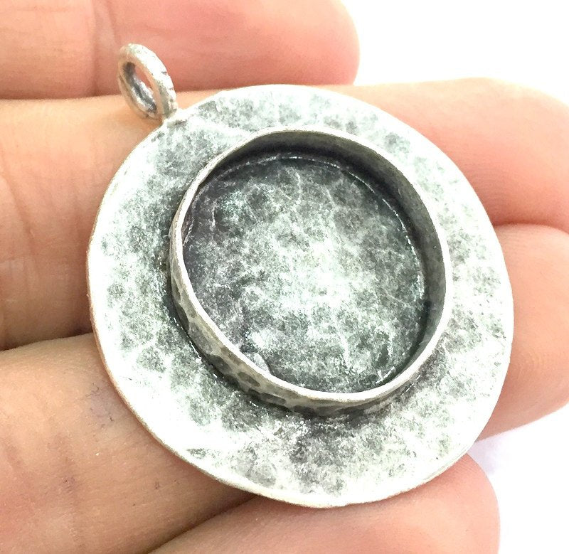 Antique Silver Plated Brass  Mountings , Blanks (20 mm blank) G5274