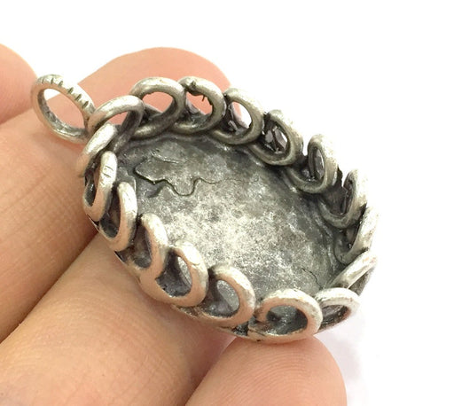 Antique Silver Plated Brass  Mountings , Blanks (25x18 mm blank) G5261