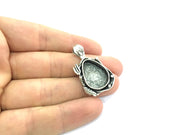 Antique Silver Plated Brass  Mountings , Blanks (25x18 mm drop blank) G5262