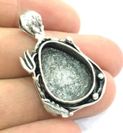 Antique Silver Plated Brass  Mountings , Blanks (25x18 mm drop blank) G5262