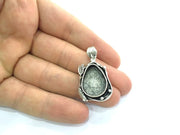 Antique Silver Plated Brass  Mountings , Blanks (25x18 mm drop blank) G5262