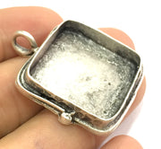 Antique Silver Plated Brass  Mountings , Blanks (25 mm square blank)  G5264