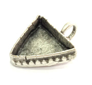 Antique Silver Plated Brass  Mountings , Blanks (20x20x20 mm  Triangle blank) G5260