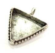Antique Silver Plated Brass  Mountings , Blanks (25x25x25 mm  Triangle blank) G5265
